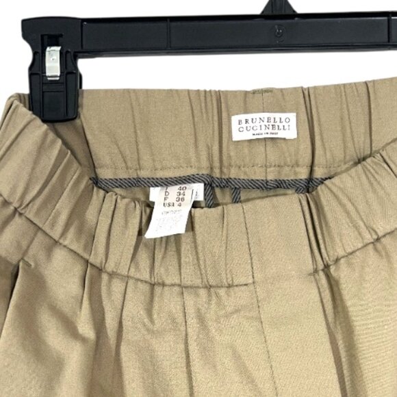 Brunello Cucinelli Elastic Waist Pull On Trouser Pants Tan Size US 4 Pre-Loved - Picture 4 of 6